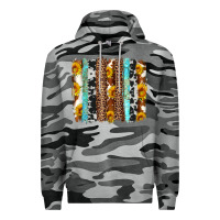 Slate Camo western cowhide leopard turquoise brushstrokes Premium Hoodie - Artiststas
