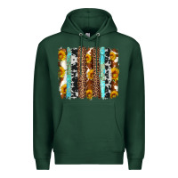 Sports Green western cowhide leopard turquoise brushstrokes Premium Hoodie - Artiststas