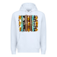 White western cowhide leopard turquoise brushstrokes Premium Hoodie - Artiststas