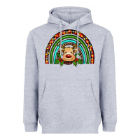 Heather Grey reindeer rainbow christmas Heavyweight Hoodie - RanaPortraitStore