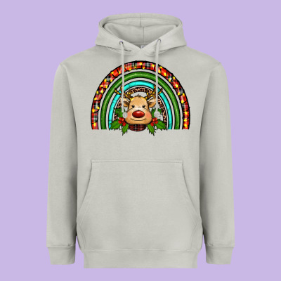 Reindeer Rainbow Christmas Heavyweight Hoodie Designed By Ranaportraitstore