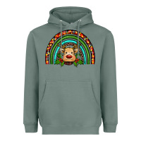 Sage reindeer rainbow christmas Heavyweight Hoodie - RanaPortraitStore