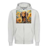 Dove Grey dachshund Zipper Hoodie - Unal Design