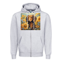 Heather Grey dachshund Zipper Hoodie - Unal Design