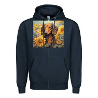 Navy dachshund Zipper Hoodie - Unal Design
