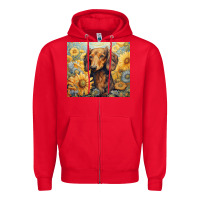 Red dachshund Zipper Hoodie - Unal Design