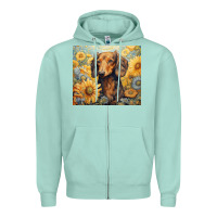 Seafoam dachshund Zipper Hoodie - Unal Design