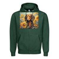 Sports Green dachshund Zipper Hoodie - Unal Design