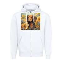 White dachshund Zipper Hoodie - Unal Design