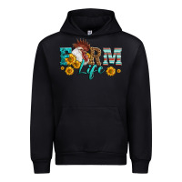 Black Western Farm Life Rooster Head Urban Hoodie - LillyAllenDesigns