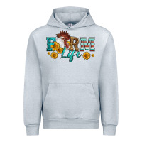 Heather Grey Western Farm Life Rooster Head Urban Hoodie - LillyAllenDesigns