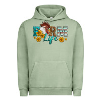 Pigment Oil Green Western Farm Life Rooster Head Urban Hoodie - LillyAllenDesigns