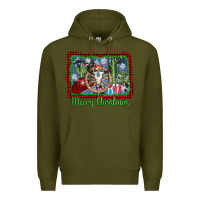 Army Green merry christmas western bull skull Premium Hoodie - AdoDesignShop
