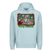 Blue Mist merry christmas western bull skull Premium Hoodie - AdoDesignShop