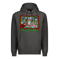 Charcoal Heather merry christmas western bull skull Premium Hoodie - AdoDesignShop
