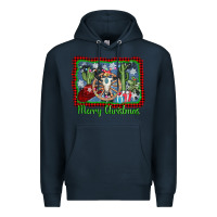 Navy merry christmas western bull skull Premium Hoodie - AdoDesignShop