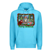 Ocean Blue merry christmas western bull skull Premium Hoodie - AdoDesignShop