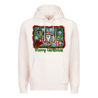 Pale Pink merry christmas western bull skull Premium Hoodie - AdoDesignShop