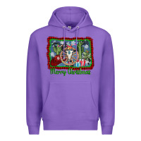 Purple merry christmas western bull skull Premium Hoodie - AdoDesignShop