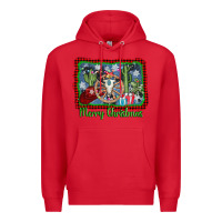 Red merry christmas western bull skull Premium Hoodie - AdoDesignShop