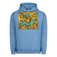 Pigment Pebble Blue Bumble Bees Urban Hoodie - LillyAllenDesigns