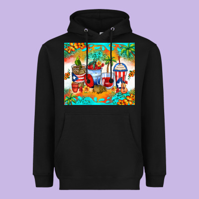Puerto Rico Coffee Cups Heavyweight Hoodie Designed By Zillion Design Studio
