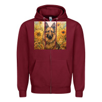 Burgundy german shepherd Zipper Hoodie - Unal Design