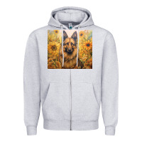 Heather Grey german shepherd Zipper Hoodie - Unal Design