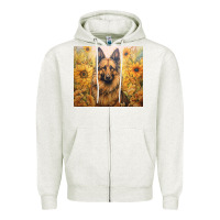Oatmeal Heather german shepherd Zipper Hoodie - Unal Design