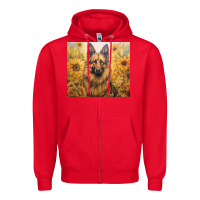 Red german shepherd Zipper Hoodie - Unal Design