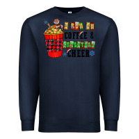 Navy I Run On Coffee & Christmas Cheer Premium Sweatshirt - CowhideDigitalArt