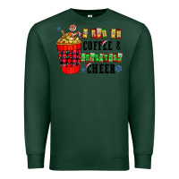 Sports Green I Run On Coffee & Christmas Cheer Premium Sweatshirt - CowhideDigitalArt