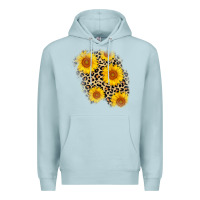 Blue Mist leopard sunflower patch Premium Hoodie - AdoDesignShop