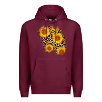 Burgundy leopard sunflower patch Premium Hoodie - AdoDesignShop