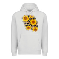 Dove Grey leopard sunflower patch Premium Hoodie - AdoDesignShop