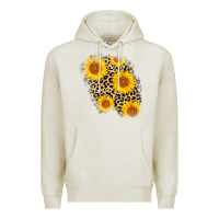 Oatmeal Heather leopard sunflower patch Premium Hoodie - AdoDesignShop