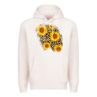 Pale Pink leopard sunflower patch Premium Hoodie - AdoDesignShop