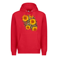 Red leopard sunflower patch Premium Hoodie - AdoDesignShop