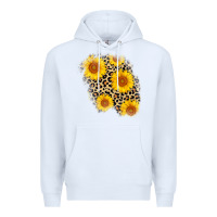 White leopard sunflower patch Premium Hoodie - AdoDesignShop