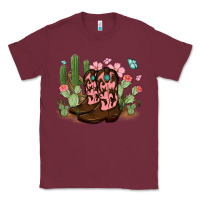 Burgundy cowboy boots with cactus Classic Tee - MaliasSmallBusiness