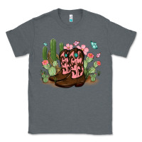 Charcoal Heather cowboy boots with cactus Classic Tee - MaliasSmallBusiness