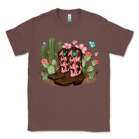 Chestnut cowboy boots with cactus Classic Tee - MaliasSmallBusiness