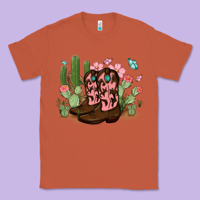 Classic Tee cowboy boots with cactus