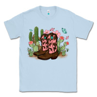 Dusty Blue cowboy boots with cactus Classic Tee - MaliasSmallBusiness