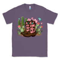 Lavender cowboy boots with cactus Classic Tee - MaliasSmallBusiness
