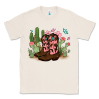 Natural cowboy boots with cactus Classic Tee - MaliasSmallBusiness
