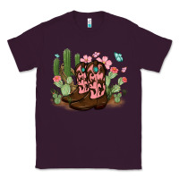 Plum cowboy boots with cactus Classic Tee - MaliasSmallBusiness