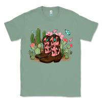 Sage cowboy boots with cactus Classic Tee - MaliasSmallBusiness