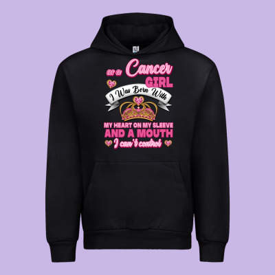 As A Cancer Girl I Was Born With My Heart On My Sleeve And A Mouth Urban Hoodie Designed By Jasminsmagicworld