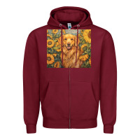 Burgundy golden retriever Zipper Hoodie - Unal Design